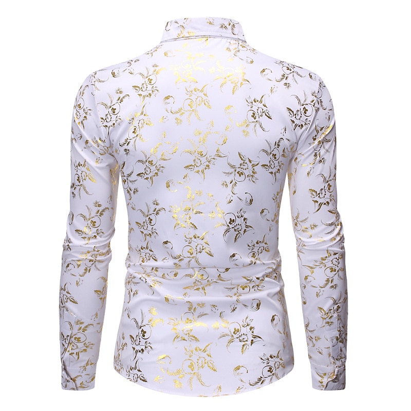 Men's Tuxedo Shirts Floral Outdoor Party Wine Black White Dark Blue Long Sleeve Turndown Spring Fall Clothing Apparel Print2