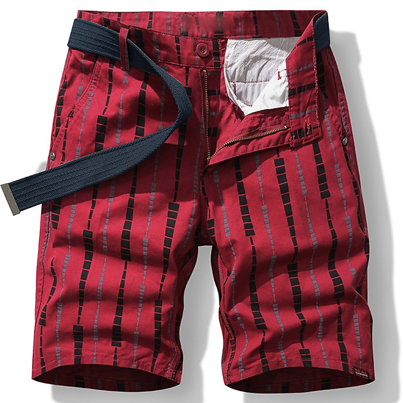 Men's Chino Shorts Bermuda shorts Work Shorts Pocket Print Graphic Prints Comfort Outdoor Daily Going out Cotton Blend Fashion Streetwear Black Wine