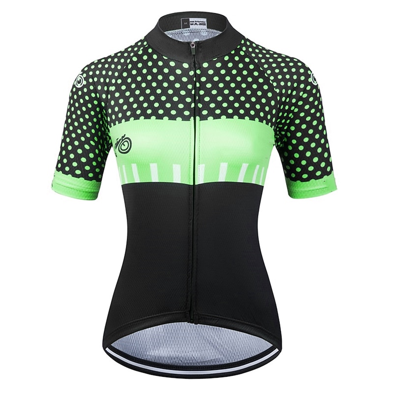 Women's Cycling Jersey Polka Dot Short Sleeve Bike Jersey Top with 3 Rear Pockets Mountain Bike MTB Road Bike Cycling Quick Dry Reflective Strips Back Pocket Moisture Wicking Sports Black Yellow Pink3