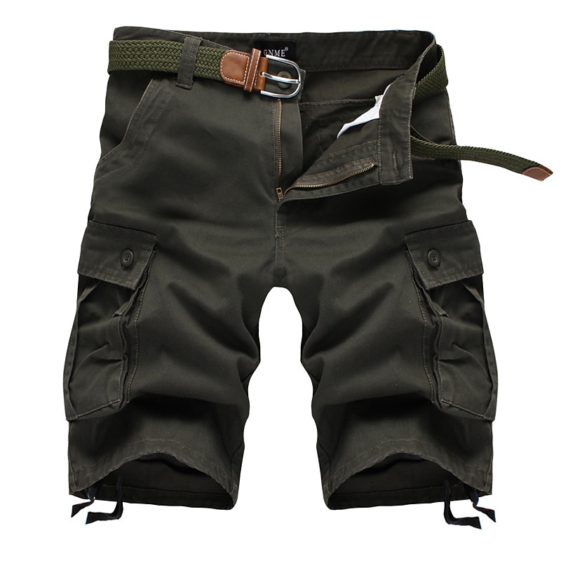 Men's Cargo Shorts Shorts Hiking Shorts Baggy Shorts Multi Pocket Straight Leg Solid Colored Comfort Wearable Work Daily Streetwear Casual Black Army Green Micro-elastic4