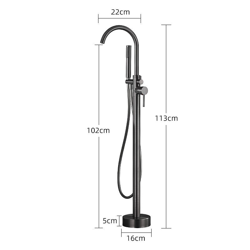 Bathtub Faucet Floor Mount Freestanding Tub Filler Brass High Flow Shower Faucets with Handheld Shower Mixer Taps Swivel Spout(Gun Grey)2