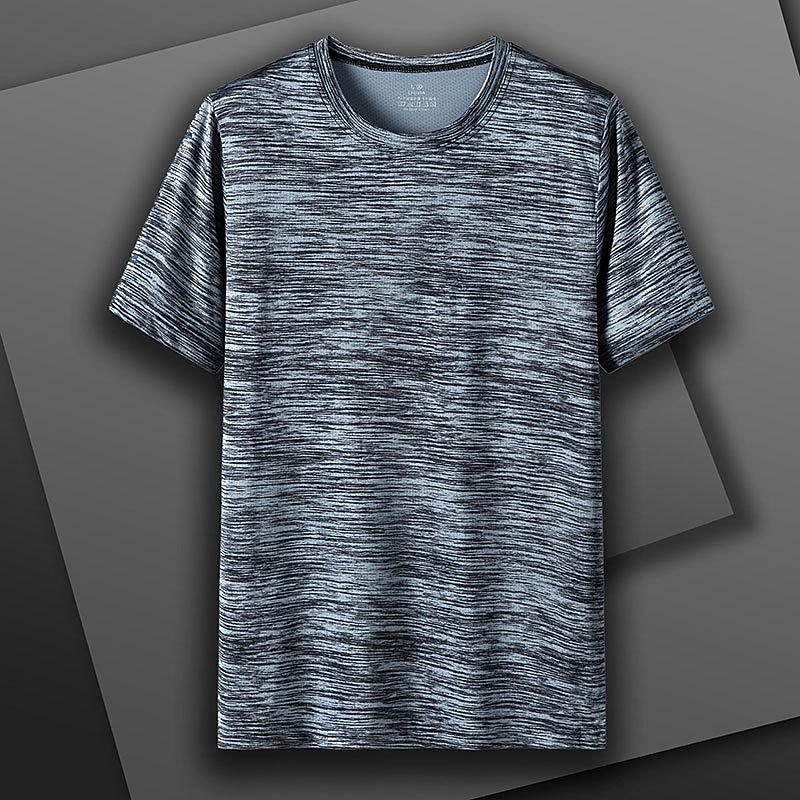 Men's T Shirt Moisture Wicking Shirts Short Sleeve Round Neck Summer Spring All Seasons Solid / Plain Color Sporty Sportswear Outdoor Daily Wear Blue Light Grey Dark Blue Top Tee for Men4