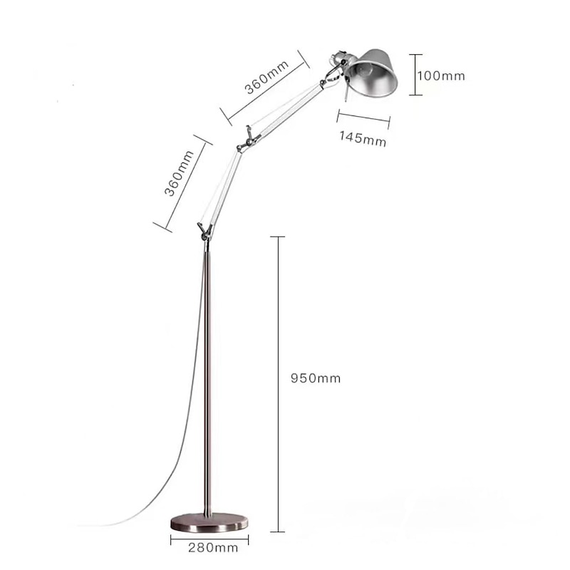 Floor Lamp Standing Lamp Adjustable Architect Swing Arm Standing Reading Lamp With Metal Base Modern Design Study Lamp With Switch For Living Room Bedroom Piano Room(Silver)4