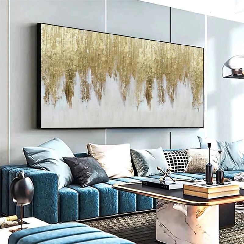 Handmade Oil Painting Canvas Wall Art Decoration Golden Fleeting Abstract for Home Decor Rolled Frameless Unstretched Painting 13
