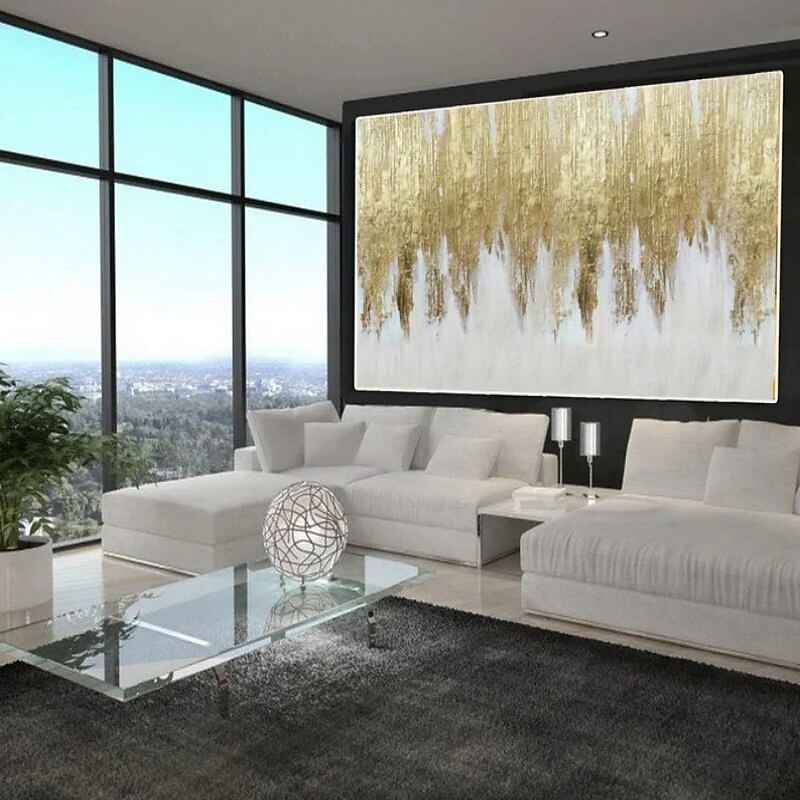 Handmade Oil Painting Canvas Wall Art Decoration Golden Fleeting Abstract for Home Decor Rolled Frameless Unstretched Painting 12