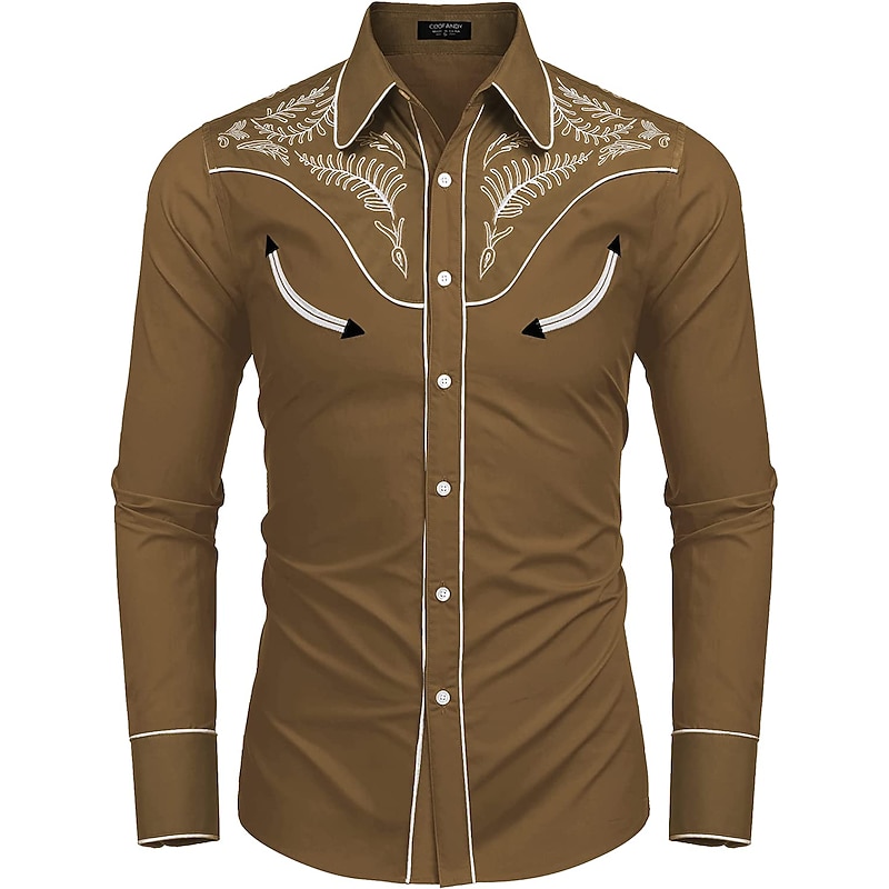 Men's Leopard Shirt Western Shirt Cowboy Shirt Long Sleeve Fashion Designer Casual Outdoor Holiday Fall & Winter Turndown Print Button-Down Blue Brown Khaki Black / Pink2