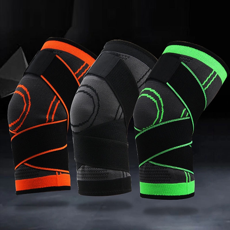 A Pair Short Strap Compression Knee Protection Exercise Fitness Running Mountaineering Basketball Knee Protection Breathable Nylon Knit Sports Knee Protection2