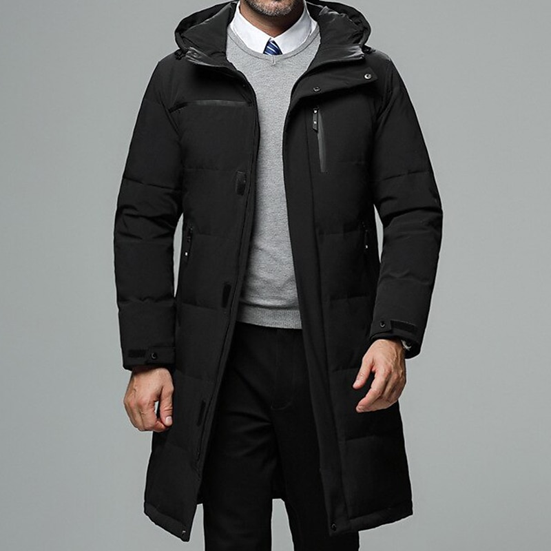 Men's Winter Coat Down Jacket Puffer Jacket Parka Outdoor Business Camping & Hiking Long Casual Daily Casual Windproof Warm Winter Pure Color Black Brown Gray Puffer Jacket3