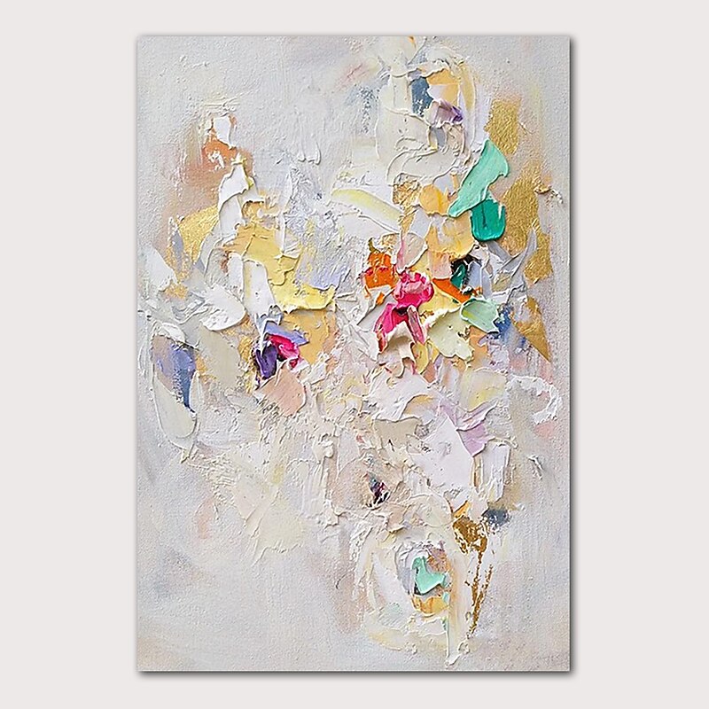 Large Texture Abstract Oil Painting Colorful Painting White Textured Art Knife Painting Hand-painted Abstract Art Large Canvas Art Modern Art3