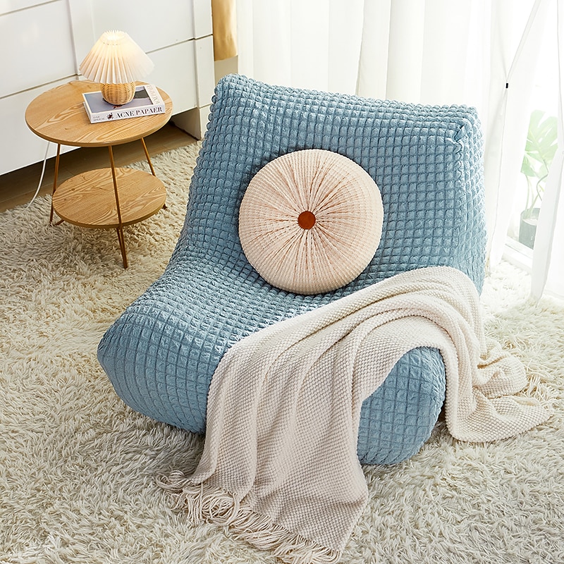 Single Seated Lazy Sofa Cover, Burgundy Armless Floor Sofa Cover, One Piece High Stretch Slipcover, Removable and Machine Washable Cover2