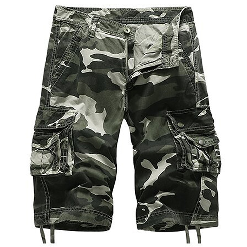 Men's Cargo Shorts Camo Shorts Shorts Hiking Shorts Leg Drawstring 6 Pocket Camouflage Comfort Outdoor Daily Going out Fashion Streetwear Army Green Blue3