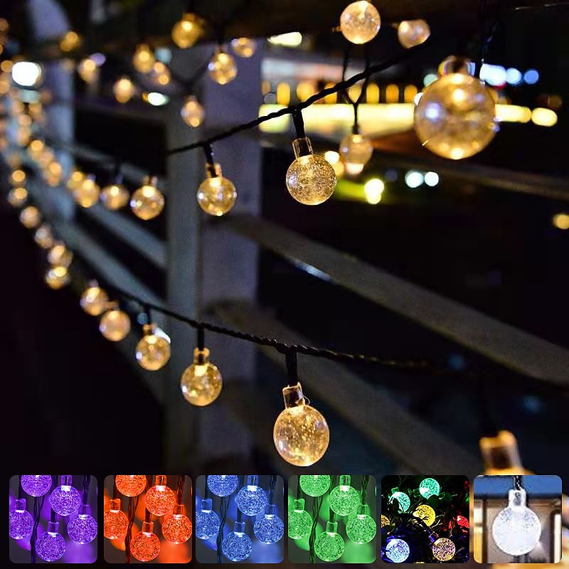 Solar String Lights LED Outdoor Lights 6.5m 30 LEDs Set Mounting Bracket Warm White Christmas Wedding Party Holiday Patio Garden 3V