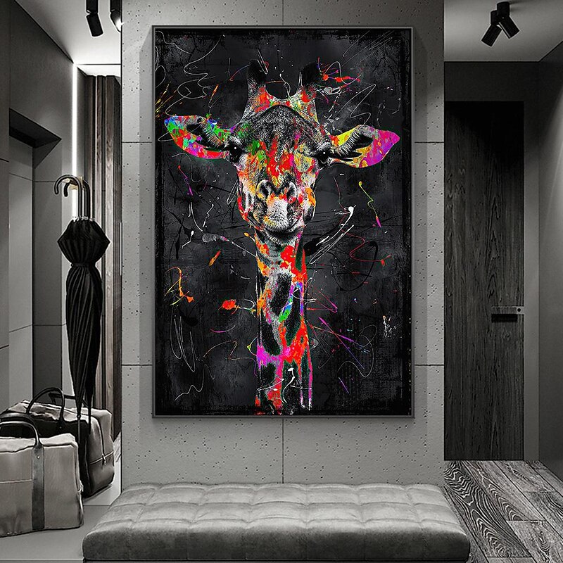 Giraffe Graffiti Wall Art Canvas Paintings on the Wall Art Posters and Prints Animals Modern Pictures For Kids Room Decor2