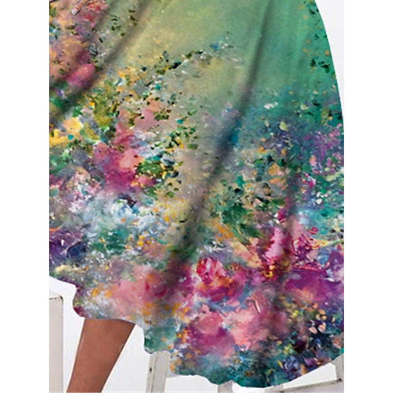 Women's Midi Dress Casual Dress Winter Dress Swing Dress Fashion Modest Formal Outdoor Party Regular Fit Floral Long Sleeve Crew Neck Green Spring Fall Winter Autumn3