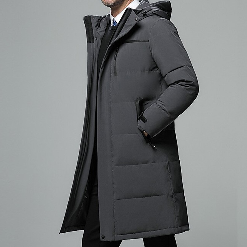 Men's Winter Coat Down Jacket Puffer Jacket Parka Outdoor Business Camping & Hiking Long Casual Daily Casual Windproof Warm Winter Pure Color Black Brown Gray Puffer Jacket2