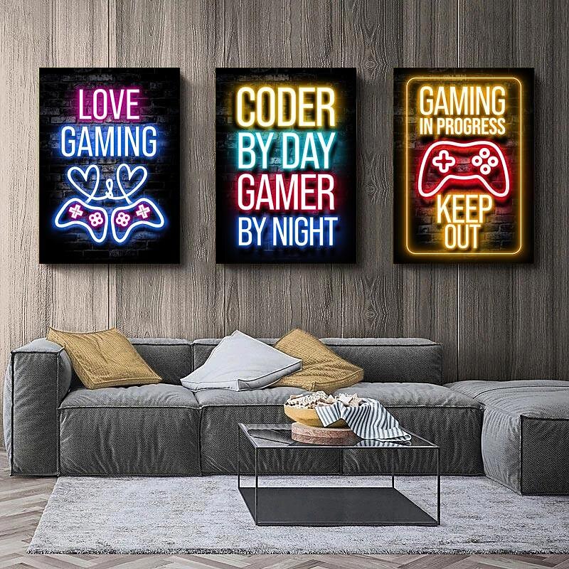 Gaming Room Decoration Poster Wall Art Video Game Canvas Painting Playroom Neon Decor Picture for Gamer Boy Bedroom Prints Decor Without Frame3