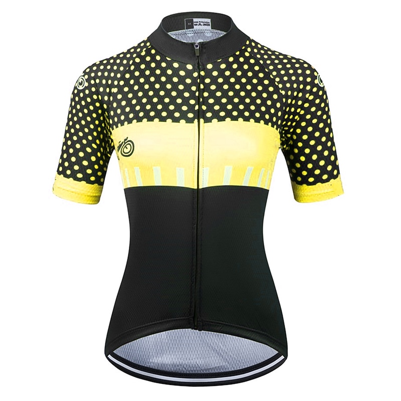 Women's Cycling Jersey Polka Dot Short Sleeve Bike Jersey Top with 3 Rear Pockets Mountain Bike MTB Road Bike Cycling Quick Dry Reflective Strips Back Pocket Moisture Wicking Sports Black Yellow Pink4