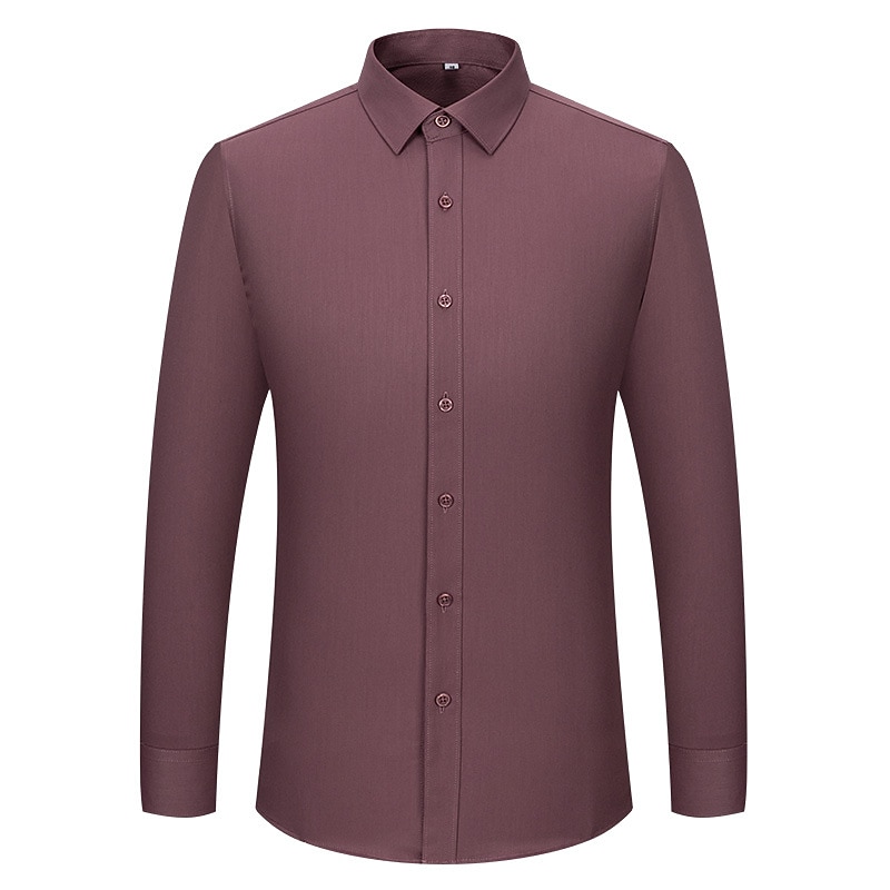 Men's Dress Shirt Wrinkle Resistant Solid / Plain Color Wedding Black White Light Green Wine Long Sleeve Turndown Spring &  Fall Clothing Apparel2
