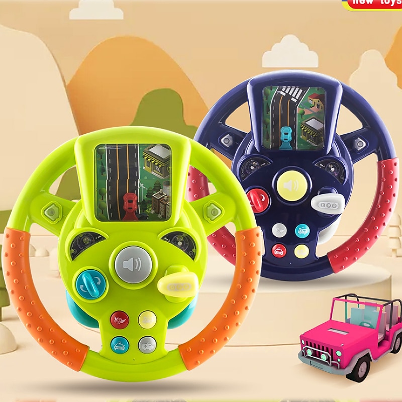 Children's simulation steering wheel electric toys co-driver vehicle simulator early education educational children's toys