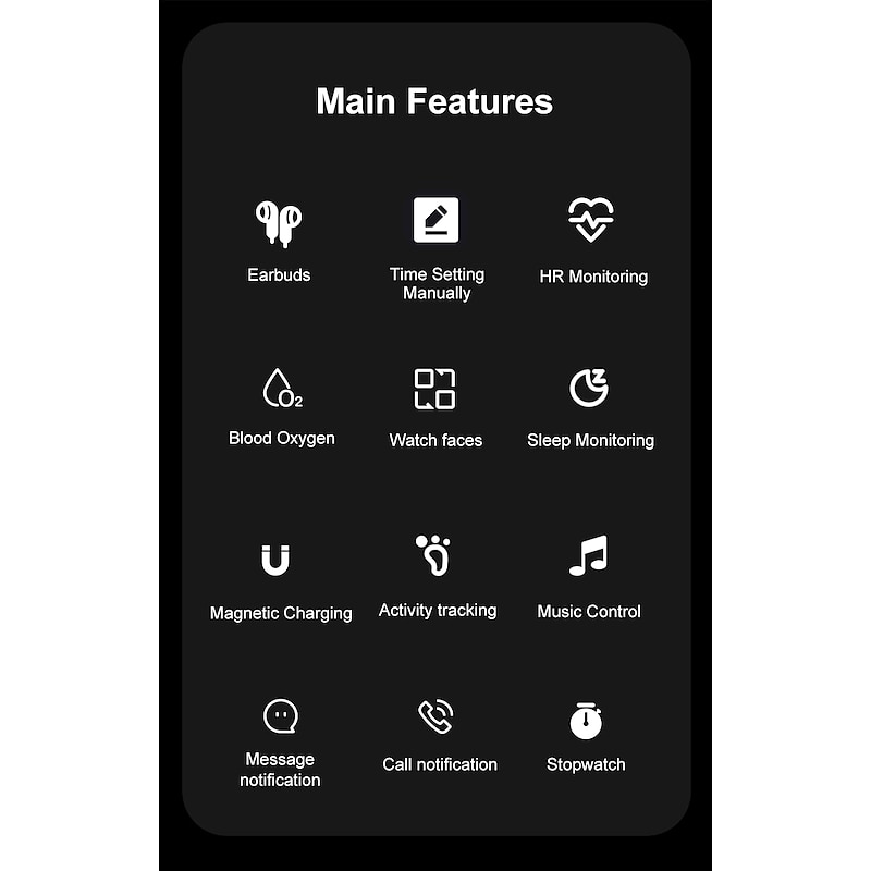 2 in1 Smart Watch TWS Earbuds inside Smartwatch HIFI Stereo Wireless Headset/Music Play/Sports/Fitness2