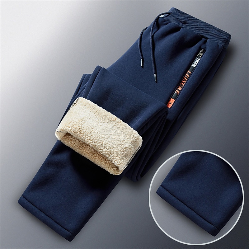 Men's Sherpa Fleece Pants Sweatpants Joggers Winter Pants Drawstring Solid Color Comfort Warm Casual Daily Going out Sports Stylish 1 2 Micro-elastic4