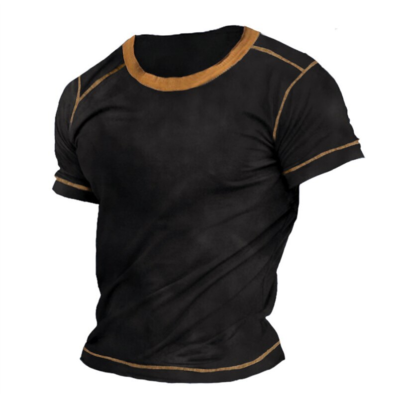 Men's T Shirt Short Sleeves Crew Neck Summer Plain / Solid Designer Basic Modern Contemporary Vacation Street Going out Black Brown Grey Top Tee for Men3