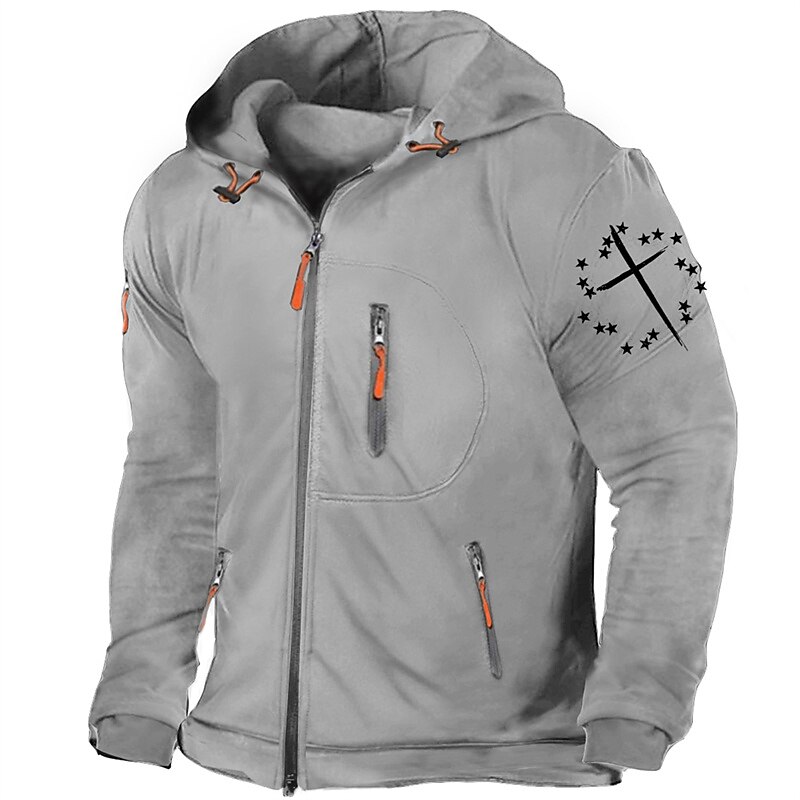 Men's Graphic Cross Long Sleeve Sweatshirts  Hooded Streetwear Basic Sports & Outdoor Sports Fall Winter Black Dark Gray Gray Clothing Apparel Designer Hot Stamping S M L XL XXL 3XL