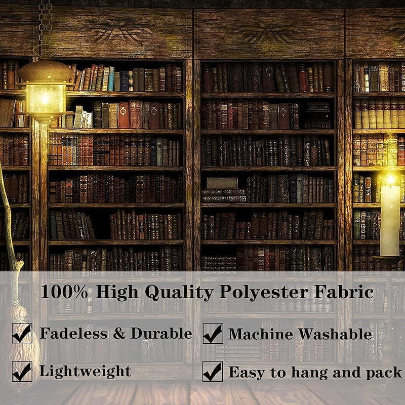 Vintage Bookshelf Landscape Wall Tapestry Hanging Study Room Picture Art Tapestry Retro Bookshelf Wall Art Library Bohemian Hippie Bedroom College Dorm Decor3