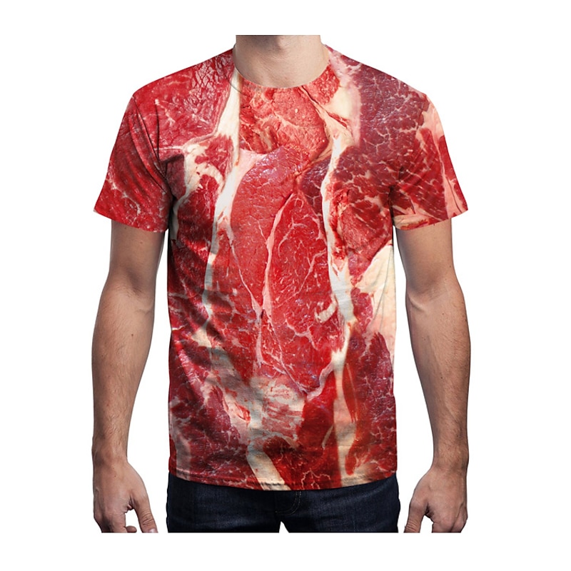 Funny Raw Meat T-shirt Anime 3D Classic Street Style For Couple's Men's Women's Adults' 3D Print4
