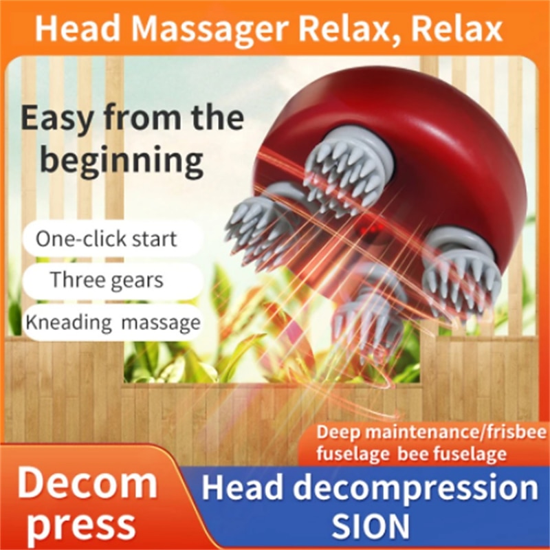 Electric Scalp Massager With Red Light and Vibration Heated Handheld Head Massager For Hair Growth Stress Relief Body Massage2