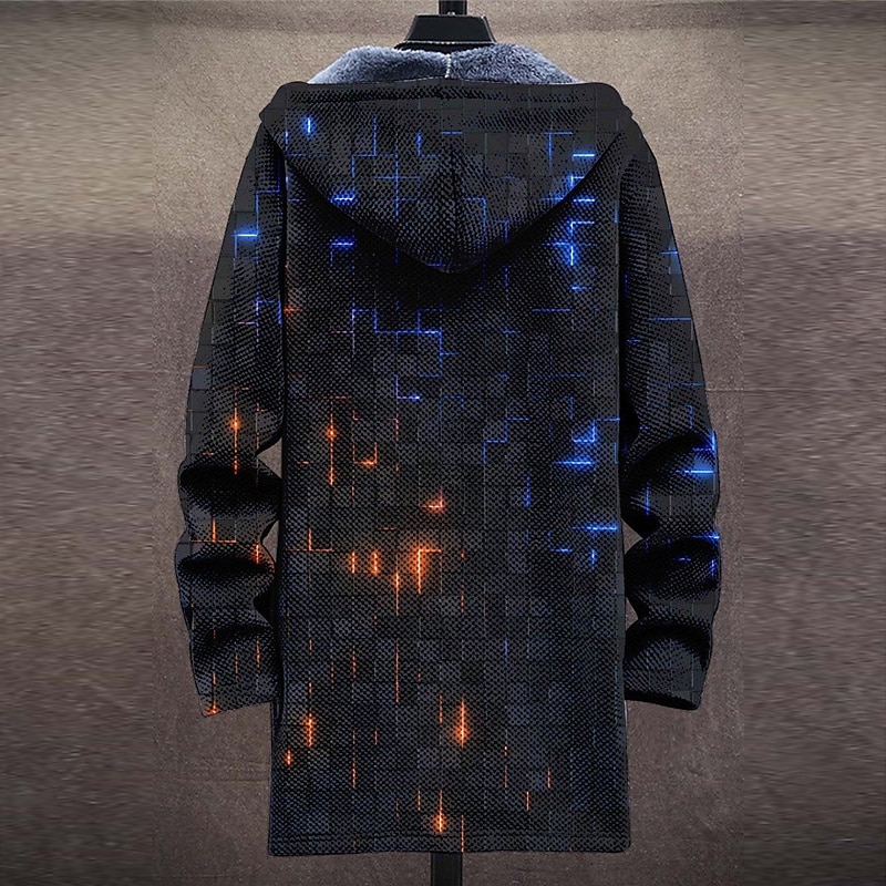 Men's Optical Illusion Graphic Prints Gradual Winter Coat Fleece Jacket Coat Warm Comfortable Breathable Fashion Streetwear Sport Sports & Outdoor Daily Wear Going out Zipper Pocket Print Fall2