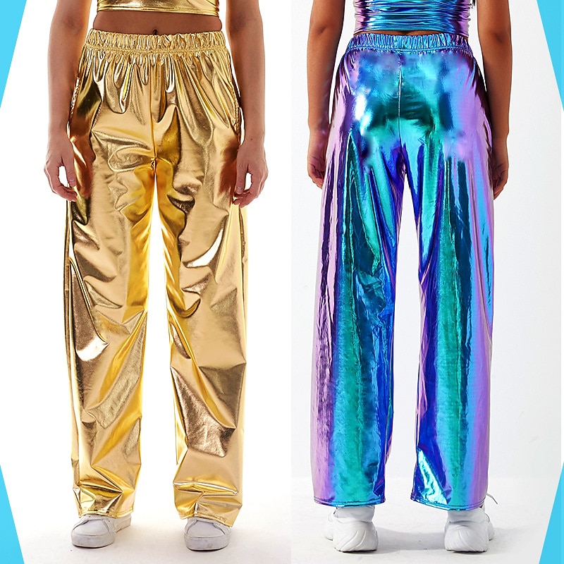 Metallic 1980s Hip Pop PU Leather Pencil Pants Straight Leg Pants Fancy Dress Women's Carnival Costume Masquerade Party Bachelorette Party Pride Parade Adults' Pants