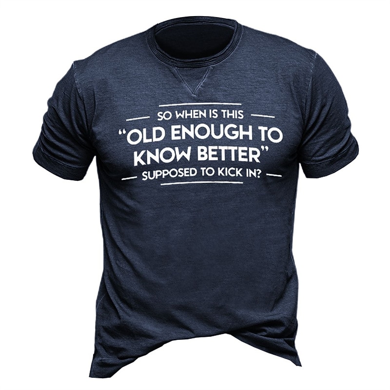 Men's Letter Graphic Prints T Shirt Casual Style Cotton Short Sleeves Graphic Shirt Black Burgundy Dark Navy Comfortable Tee Vacation Street Fashion Designer Clothing