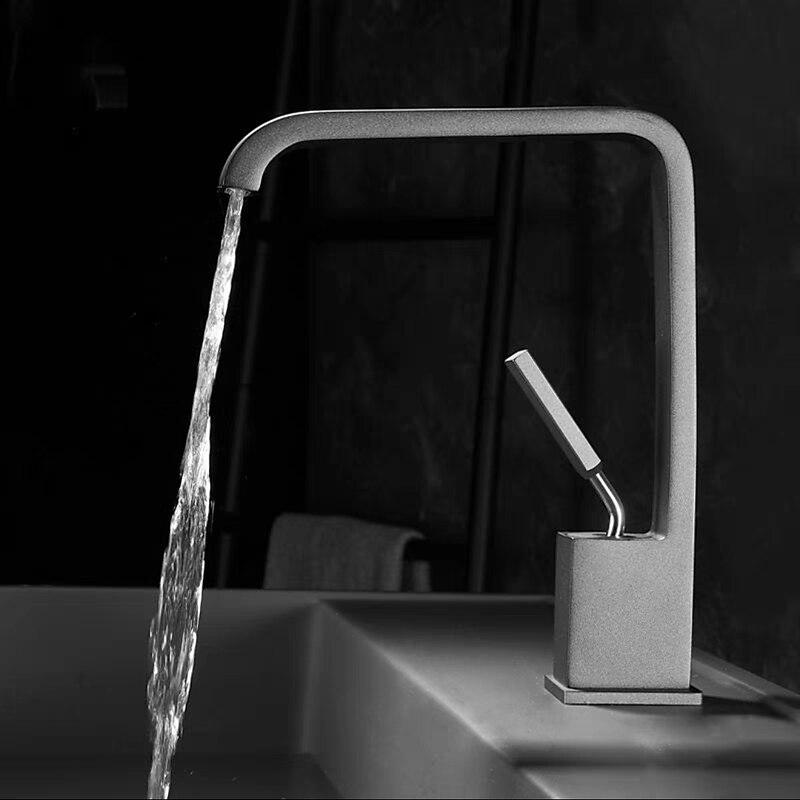 Waterfall Bathroom Sink Mixer Faucet, Monobloc Basin Taps Single Handle Wash Basin Faucets with Hot and Cold Hose Vessel Water Brass Tap Deck Mounted3