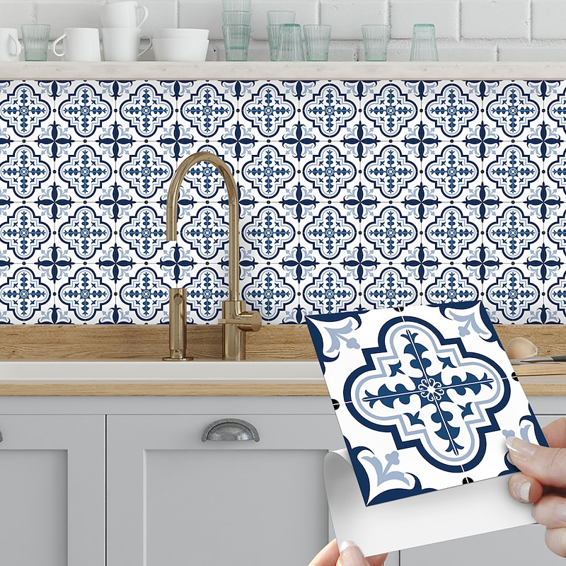Vintage Self-Adhesive Tile Sticker Square Peel and Stick Non-Slip Waterproof Removable PVC Bathroom Kitchen Home Decor Floor Wall Stair Tile Sticker4