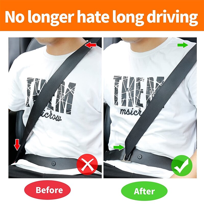 2PCS Seat Belt Clips Seatbelt Adjuster Universal All Auto Models Metal Seat Belt Clip Improve Driving Comfort Suitable for Fat Man3