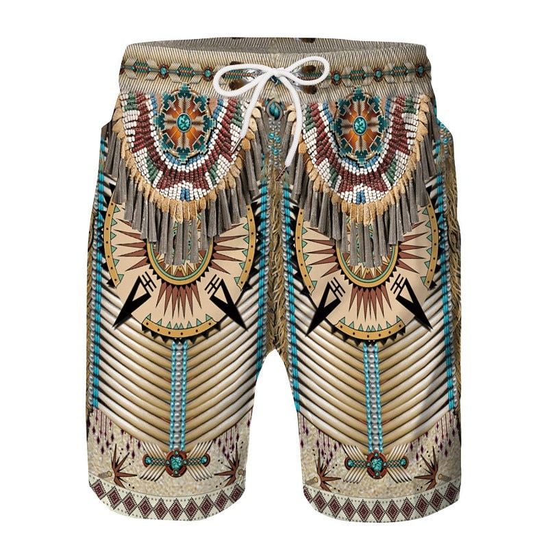 Men's Graphic Indian Culture Swimming Trunks Board Shorts Swim Shorts Mid Waist Hawaiian Ethnic Boho Casual Daily Holiday Drawstring Elastic Waist 3D Print Designer Clothing Apparel3