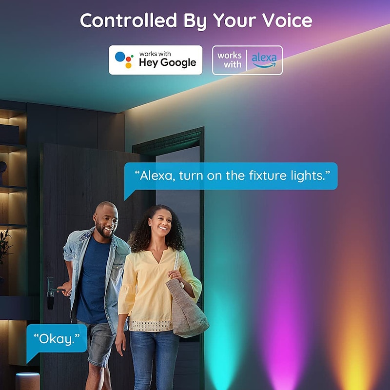 LED Smart Light Decorative Alexa Tuya Wifi Smart Music Synchronous Multi-color Wall Lamp Remote Control Plug-in4