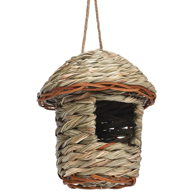 Bird House for Outside Hanging,Grass Handwoven Bird Nest,Hummingbird House,Natural Bird Hut Outdoor,Birdhouse for Kids,Songbirds House4