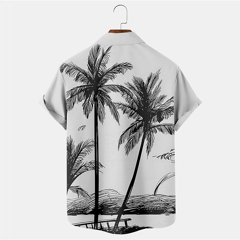 Men's Coconut Tree Tropical Plants Shirt Summer Hawaiian Shirt Aloha Shirt Short Sleeves Shirt Turndown Tropical Fashion Hawaiian Outdoor Street Hawaiian Blue Purple Brown S M L2
