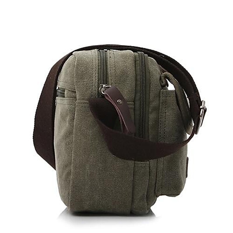 Men's Vintage Canvas Crossbody Messenger Bag, Multi-Pocket Shoulder Bag with Leather Accents for Travel and Casual Use3