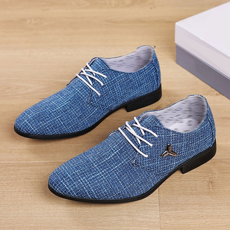 Men's Blue Textured Lace-Up Oxford Shoes – Lightweight Fabric Design with Modern Casual Appeal – Perfect for Office or Everyday Wear3