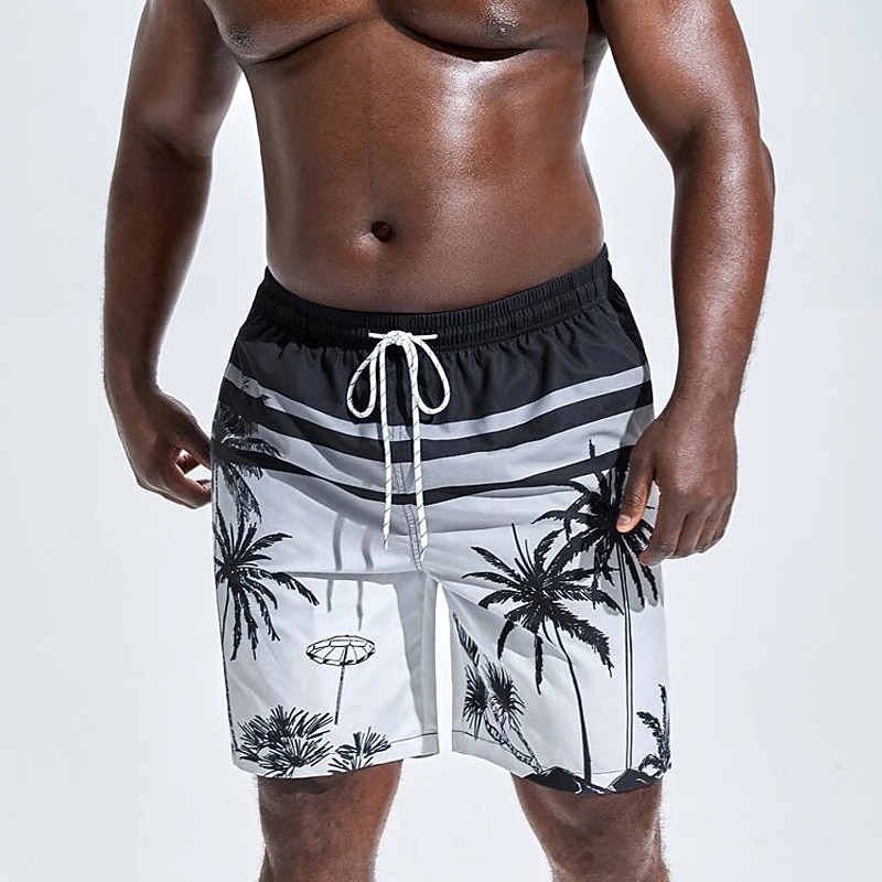 Men's Coconut Tree Graphic Prints Swim Shorts Board Shorts Swimming Trunks Mid Waist Hawaiian Boho Casual Daily Holiday Drawstring with Mesh lining Elastic Waist Designer Clothing Apparel3
