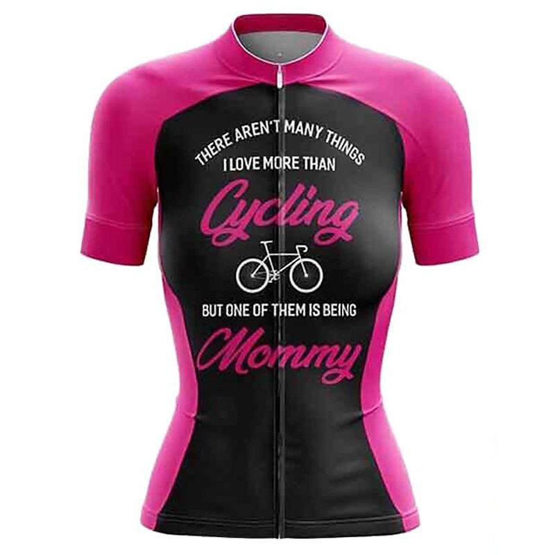 Women's Cycling Jersey Letter & Number Short Sleeve Bike Top with 3 Rear Pockets Mountain Bike MTB Road Bike Cycling Quick Dry Reflective Strips Back Pocket Moisture Wicking Sports Rose Red + Black4