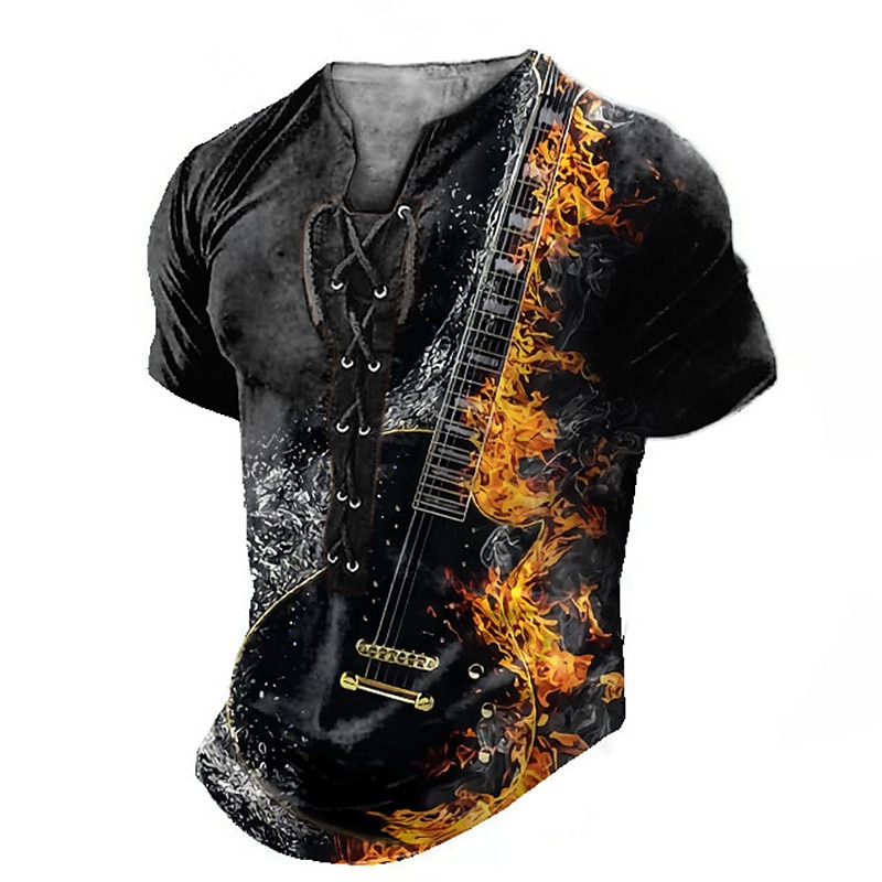 Music Festival Men's Graphic Gothic Horror Guitar Tee Short Sleeve T shirt 3D Print Shirt Fashion Casual Comfort Daily Sports Going out Black Yellow Blue Summer Clothing Apparel S M L XL 2XL 3XL