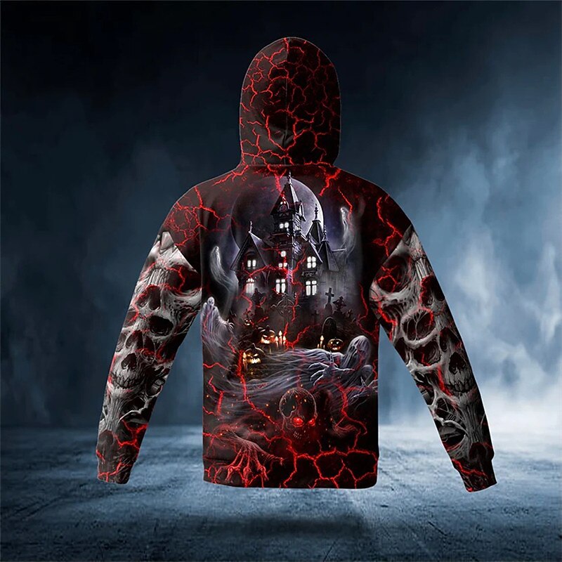 Men's Skull Graphic Prints Hoodie Hoodies Sweatshirt Streetwear Designer Long Sleeve Hooded Daily Sports Red Print Spring &  Fall Designer3