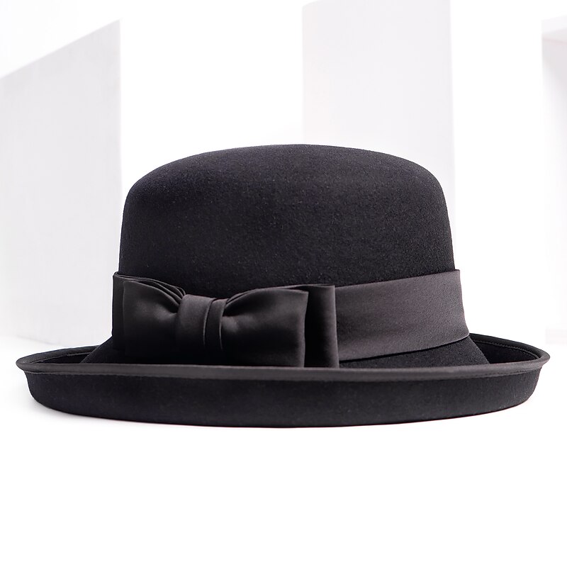 Hats 100% Wool Fedora Hat Formal Tea Party Elegant With Bowknot Headpiece Headwear