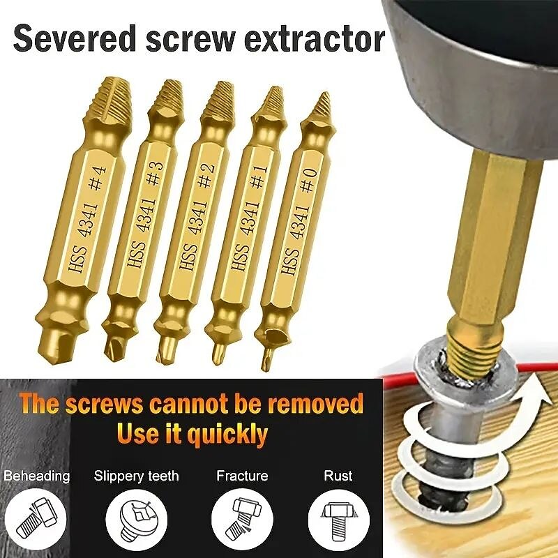 4/5/6 PCS HSS4341 Screw Extractor Nail Removal Tool Easily Take Out Broken Screw Bolt Set Double Head Extractor Demolition Tools2