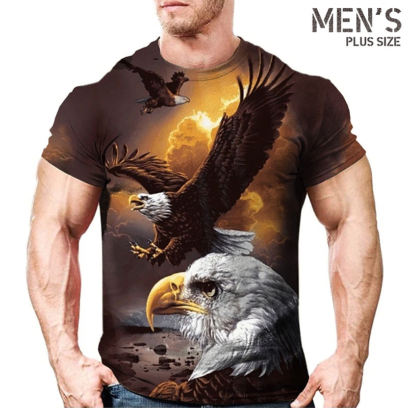 Men's Plus Size T shirt Tee Big and Tall Graphic Crew Neck Print Short Sleeve Spring & Summer Vintage Streetwear Comfortable Casual Sports Tops