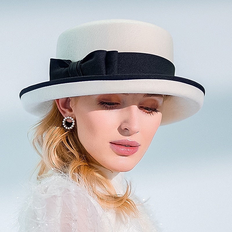 Hats 100% Wool Fedora Hat Casual Tea Party Elegant With Bowknot Headpiece Headwear4